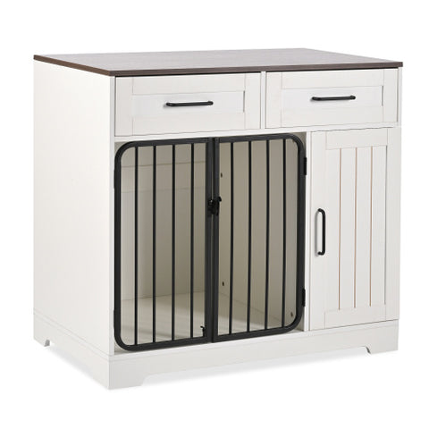 PawHaven™ Dog Crate Furniture with Drawers & Storage Cabinet