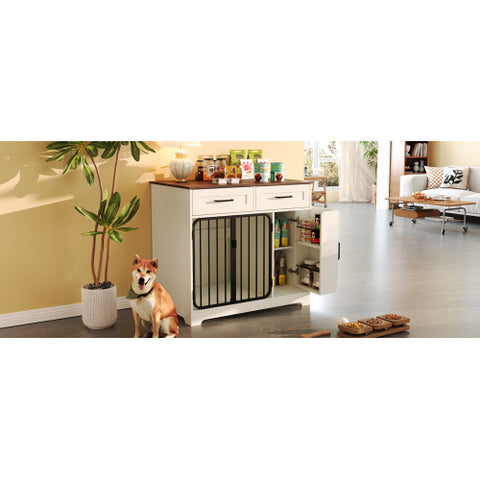 PawHaven™ Dog Crate Furniture with Drawers & Storage Cabinet