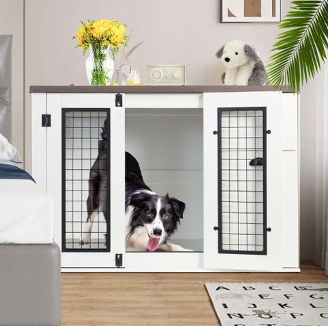 PawHaven™ Furniture-Style Wooden Dog Crate