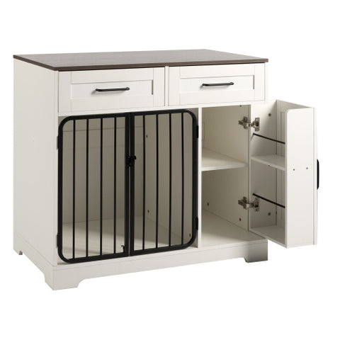 PawHaven™ Dog Crate Furniture with Drawers & Storage Cabinet