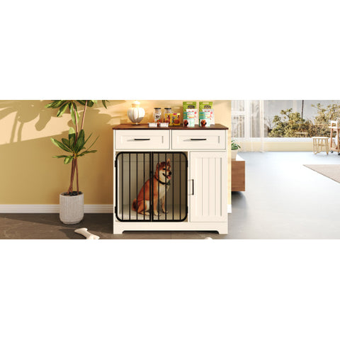 PawHaven™ Dog Crate Furniture with Drawers & Storage Cabinet