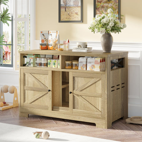 Modern Cat Litter Box Furniture with Light & Storage Drawers
