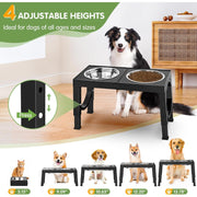 Adjustable Black Dog Bowl Stand