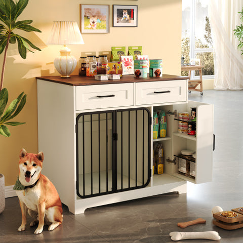 PawHaven™ Dog Crate Furniture with Drawers & Storage Cabinet